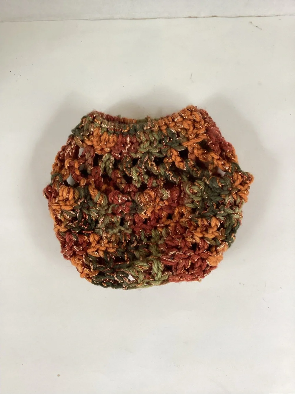 Vase Cover Jar Sleeve Hand Crafted Fall Floral Arrangement Orange Green Browns